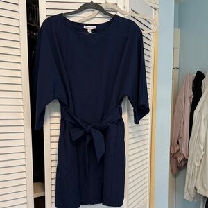 Zara Dark Blue Tie-Waist Dress